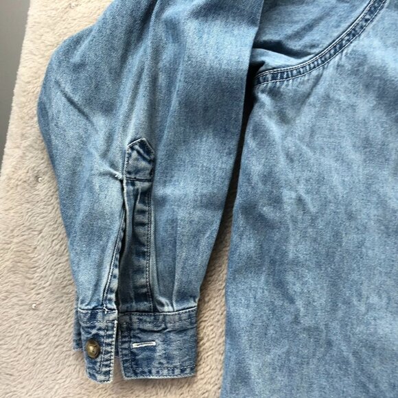 Vintage Pooh Womens Denim Shirt 22W/24W Blue Button Front Classic The Pooh Top - Picture 9 of 12